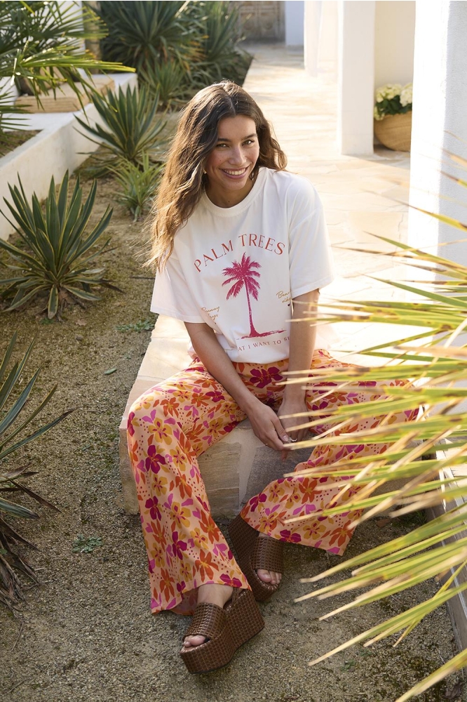 T SHIRT PALM TREES HSS2557 10014 OFF WHITE/MULTI